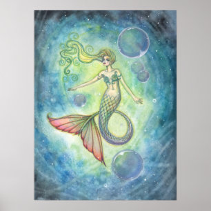 Watercolor Zeemeermin Fantasie Kunst van Molly Har Poster