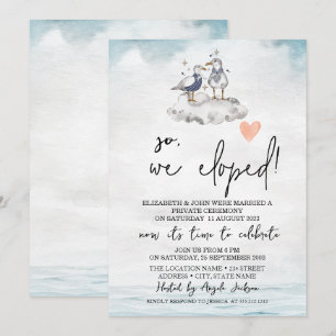 Watercolor Zeemeeuwen Strand Bruiloft Elopement Kaart