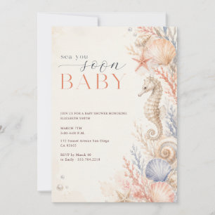 Watercolor Zeeschelp Ze zien je snel Baby Shower Kaart