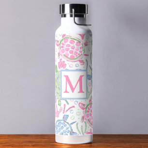Watercolor Zeeschildpadden / Monogram Kust Waterfles