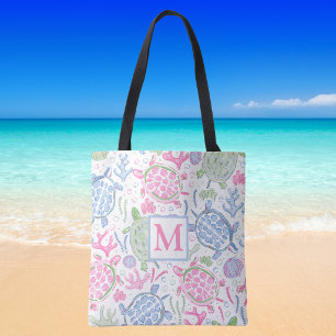 Watercolor Zeeschildpadden Monogram / Voorbereid K Draagtas