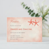 Watercolor Zeester Wedding Reception Kaart Koraal (Staand voorkant)