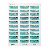 Watercolor zeilboot palmbomen en slingerlampjes etiket (Full Sheet)