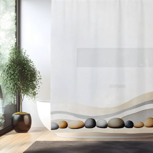 Watercolor Zen Stenen Tuin Japanse Stijl Douchegordijn