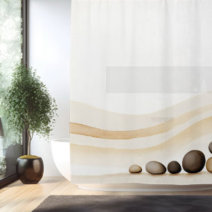 Watercolor Zen Stenen Tuin Japanse Stijl Douchegordijn