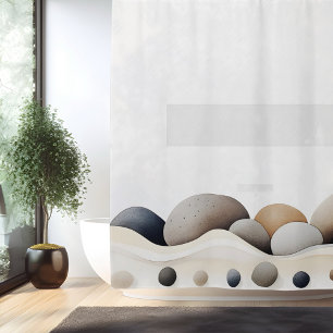 Watercolor Zen Stenen Tuin Japanse Stijl Douchegordijn