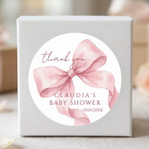 Watercolor Zoete Roze Strik Baby Shower Bedankt