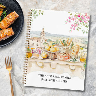 Watercolor Zomer Mediterraan Familie Receptenboek Notitieboek