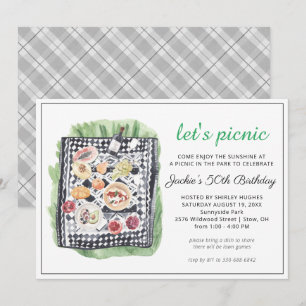 Watercolor Zomer Picknick Feest Uitnodiging