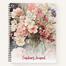 Watercolor Zomer Roze Boeket Cottagecore Journaal