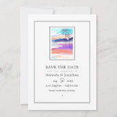 Watercolor Zomer Strand Trouwfoto Save The Date (Voorkant)