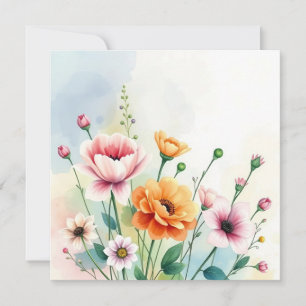 Watercolor Zomerbloemen Kaart
