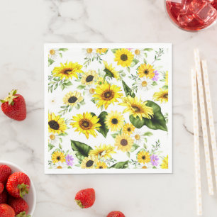 Watercolor Zonnebloem 7 Servet