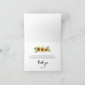 Watercolor Zonnebloem Bruidsdouche Bedankkaart (Binnen)