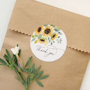 Watercolor Zonnebloem Bruidsdouche Ronde Sticker
