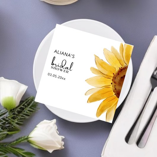 Watercolor zonnebloem bruiloftsshower servetten