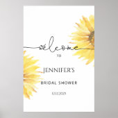 Watercolor zonnebloem bruiloftsshower welkomstbord poster (Voorkant)