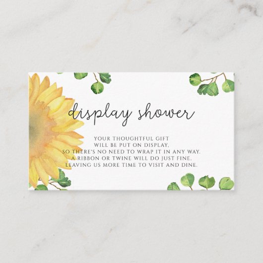 Watercolor zonnebloem displaydouche informatiekaartje (Voorkant)