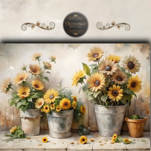 Watercolor Zonnebloem Emmer Decoupage Tissuepapier