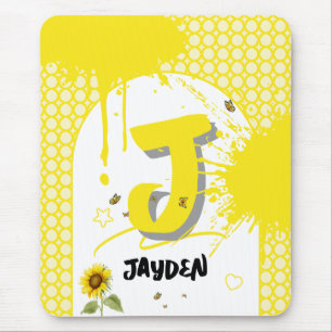 Watercolor Zonnebloem met Vlinders Muismat