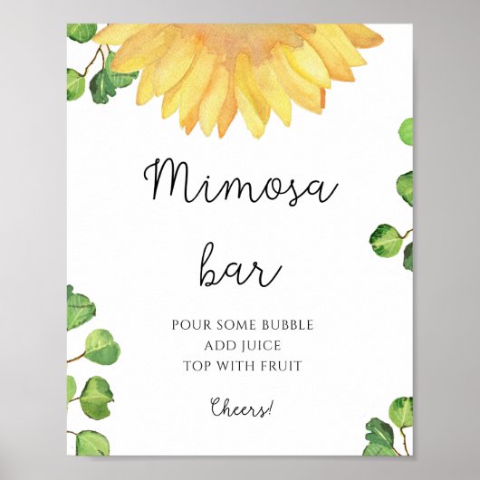 Watercolor zonnebloem mimosa bar poster (Voorkant)