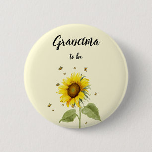 Watercolor Zonnebloem & Vlinders Oma-in-spe Ronde Button 5,7 Cm