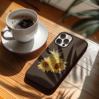 Watercolor Zonnebloemen Bruin iPhone 13 Pro Hoesje