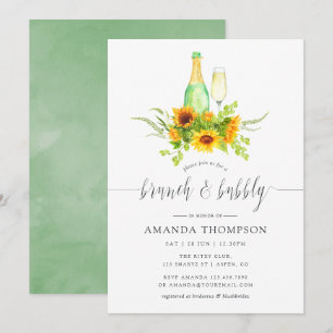 Watercolor Zonnebloemen Brunch en Mousserend Kaart