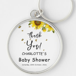 Watercolor Zonnebloemen en Vlinders Baby Shower Sleutelhanger