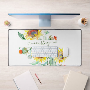 Watercolor zonnebloemen gepersonaliseerd bureaumat
