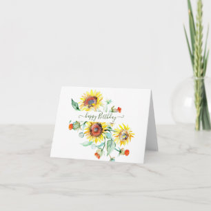 Watercolor zonnebloemen gepersonaliseerd kaart