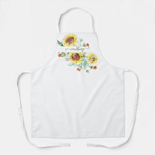 Watercolor zonnebloemen gepersonaliseerd schort