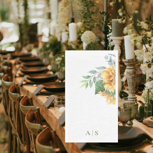 Watercolor Zonnebloemen Monogram Servet