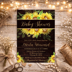 Watercolor Zonnebloemen Rand Frame Baby Shower Kaart