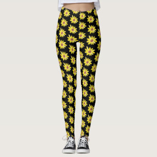 Watercolor zonnebloemknoppen Levendig handgeschild Leggings