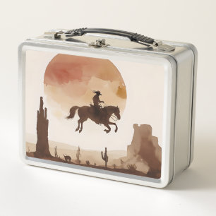 Watercolor Zonsondergang Cowboy