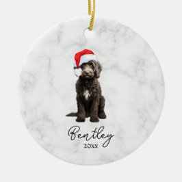 Watercolor Zwart-Wit Tuxedo Goldendoodle Keramisch Ornament