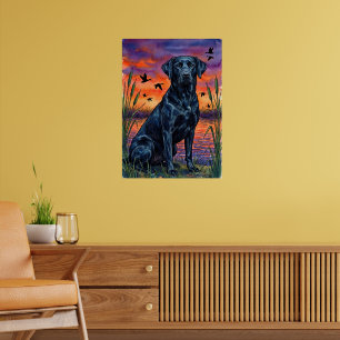 Watercolor Zwarte Labrador Marsh Poster