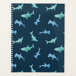 Watercolor Zwemmende Haai Silhouetten Patroon Planner