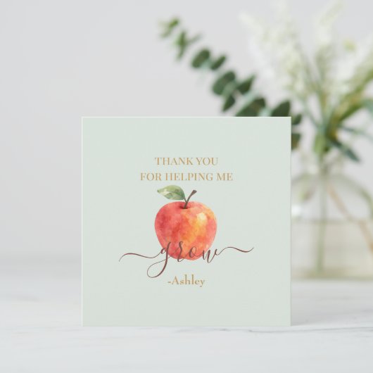 Watercolorappel onderwijzer – dankkaartjes (Staand voorkant)