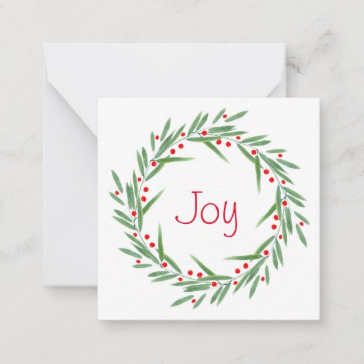 Watercolorbladeren en bessenkrans notitiekaartje (Voorkant)