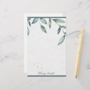 Watercolorbladeren gepersonaliseerd  briefpapier