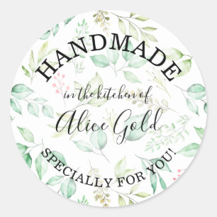 Watercolorbladeren HANDMAKT voor Jou Cadeaus uit Ronde Sticker
