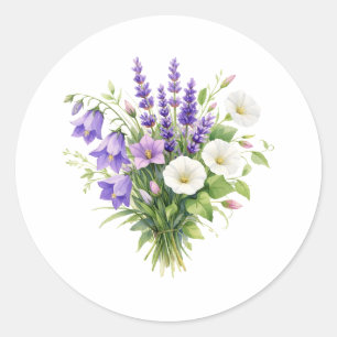 Watercolorboeket met wilde bloemen ronde sticker