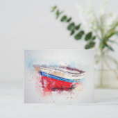 Watercolorboot Briefkaart (Staand voorkant)