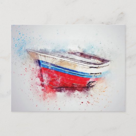 Watercolorboot Briefkaart (Voorkant)