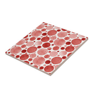 Watercolorcirkels - Rood keramiek tegel Tegeltje