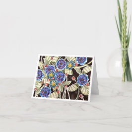 WatercolorFloral Folk Art Notecard Bedankkaart