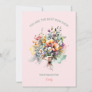 WatercolorFlowers Bouquet voor mama Kaart