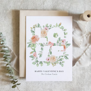 Watercolorrozen en groen LOVE Valentijnsdag Briefkaart